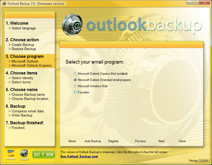 Outlook Backup 3.0.0.7 screenshot